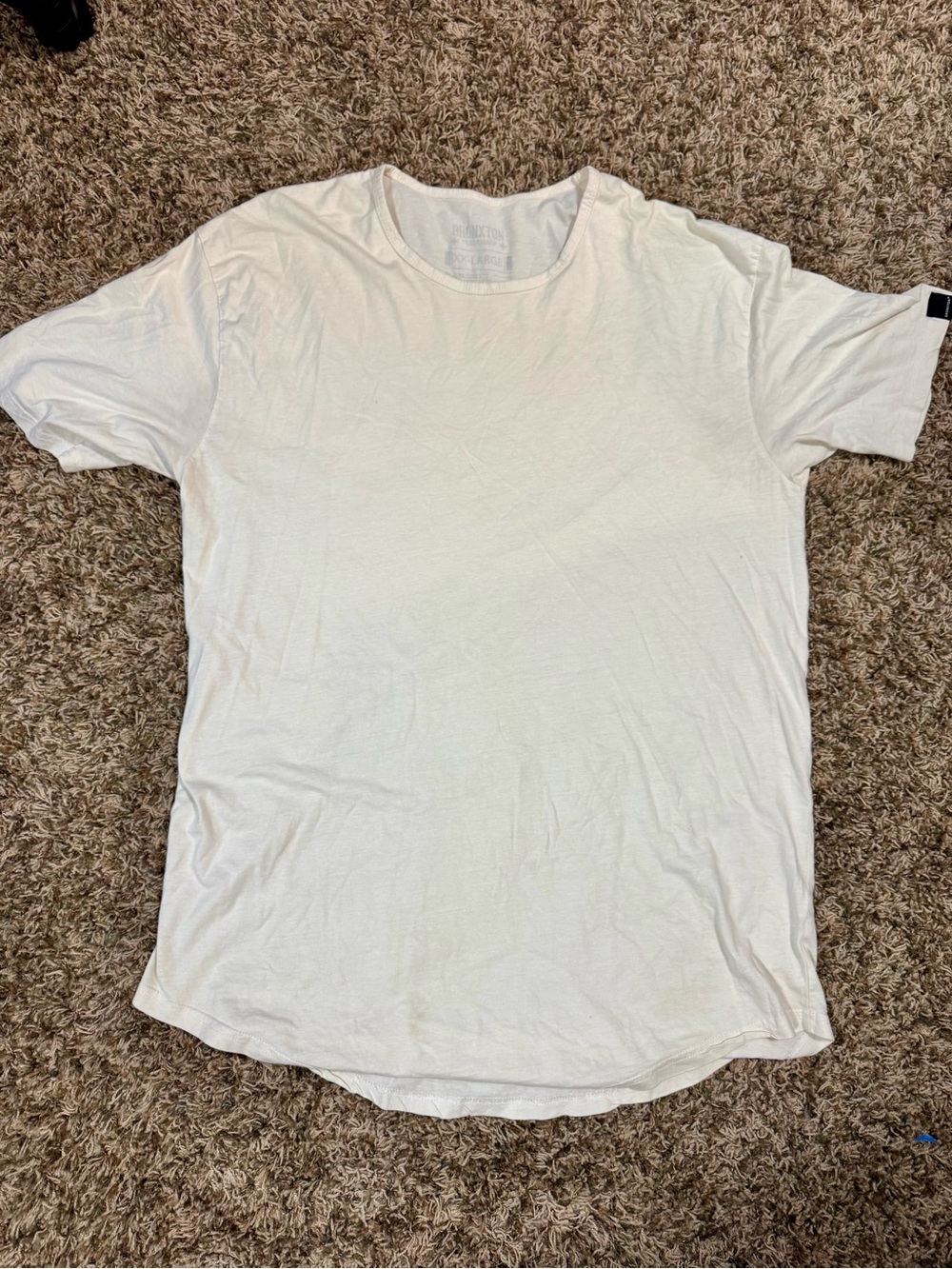 Brixton T-Shirt Men’s XXL White/Cream Essential Tee Scoop Neck Streetwear